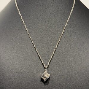 Tiffany & Co. Atlas Cube Necklace in Sterling Silver – Roman Numeral Design